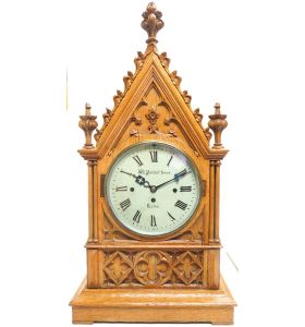Antique English Fusee Bracket Clock by W Potts & Son Leeds 8 Day Fusee Timepiece Mantel Clock