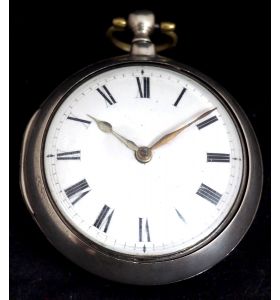 Antique Silver Pair Case Pocket Watch Fusee Verge Escapement Key Wind Enamel J Crainbrook