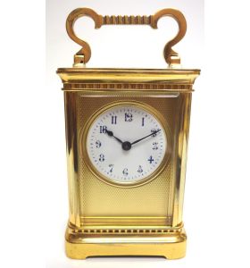 Rare Antique French 8-Day Carriage Clock Unusual Masked Dial Case with Enamel Dial