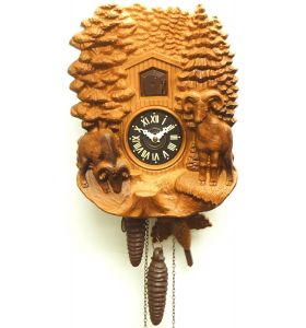 Fantastic Carved Cuckoo Wall Clock – 1980s mechanical weight driven wall clock 