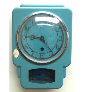Superb English Smiths Enfield Drop Dial Wall Clock – C1950 Smiths Kitchen Clock Original Blue Paint