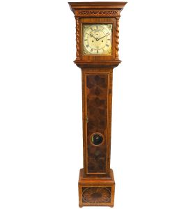 17THC Pin Wheel Longcase Clock Pearl Oyster Veneer William & Mary Case Grandfather Clock