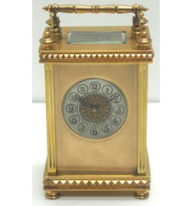 Marvellous French 8-Day Carriage Clock – Masked Silver & Brass Dial Carriage Clock