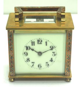 Marvellous French 8-Day Carriage Clock – Champleve Inlay Rectangle Case Carriage Clock