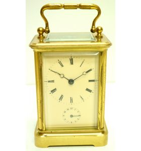 Good Antique French 8-Day Carriage Clock Bevelled Case with A Bell Alarm Feature