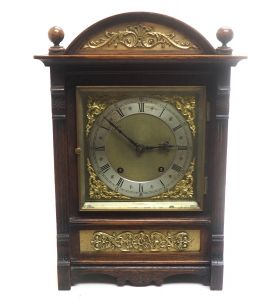 Oak Cased German Bracket Clock - 8-Day Striking Mantle Clock Circa 1890