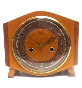 Wonderful Smiths Enfield Honey Oak Mantel Clock – Art Deco 8-Day Striking Mantle Clock