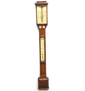 Good Oak Stick Barometer Thermometer Victorian Solid Oak Wall Barometer
