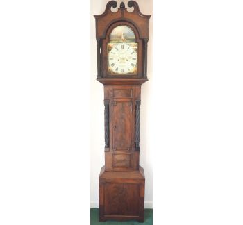 19THC Longcase Clock Galleon painted arched dial 8 Day Movement Gloucestershire clock
